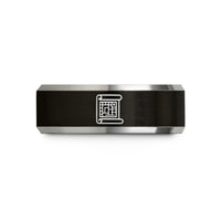 unique presents for couples – black & silver tungsten blueprint scroll wedding band