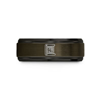 anniversary present set for – gunmetal & black tungsten blueprint scroll wedding band