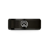 romantic presents for partners – black & rose gold tungsten chat bubbles heart wedding band
