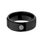 wedding bands for couples – black tungsten star mandala wedding band