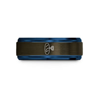 tungsten wedding bands – gunmetal & blue tungsten wakeboard handle wedding band