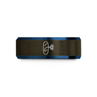 tungsten wedding bands – gunmetal & blue tungsten wakeboard handle wedding band