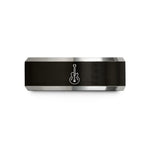 engraved present for couples – black & silver tungsten bass f holes wedding band