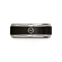 romantic presents for partners – black & blue & silver tungsten headset waveform wedding band