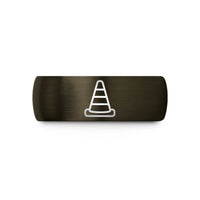 matching couple rings set – gunmetal & black tungsten traffic cone wedding band