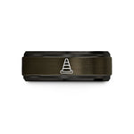 matching couple rings set – gunmetal & black tungsten traffic cone wedding band