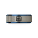 tungsten rings for men – blue & silver tungsten alt key wedding band