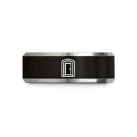 anniversary presents for men – black & grey tungsten doorway wedding band