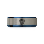unique anniversary presents – blue & grey tungsten microcontroller chip wedding band