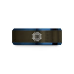 best presents for husband – gunmetal & blue tungsten microcontroller chip wedding band