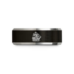 anniversary presents for men – black & gray tungsten pirate ship silhouette wedding band