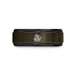 unique wedding bands men – gunmetal & black tungsten pirate ship silhouette wedding band