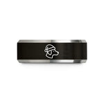 engraved rings for him – black & gray tungsten santa hat dog wedding band