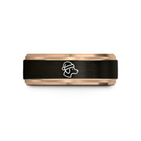 anniversary presents for men – black & rose gold tungsten santa hat dog wedding band