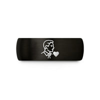 engraved rings for him – black & gold tungsten stepson heart wedding band