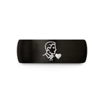 personalized rings for men – black & rose gold tungsten stepson heart wedding band