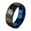 Halide X – Tungsten Wedding Band, 8 mm, Blue, Gunmetal Comfort-Fit Unisex