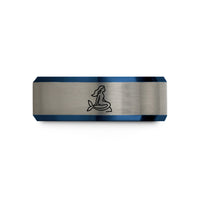 unique presents for women – black & blue & silver tungsten mermaid on rock wedding band