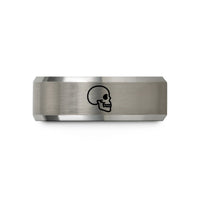 personalized presents for her – black & gray tungsten skull wedding band
