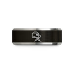 personalized present for friends – black & silver tungsten mig welder wedding band