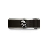personalized present for friends – black & silver tungsten mig welder wedding band