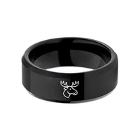 custom friend ring present – black tungsten moose wedding band