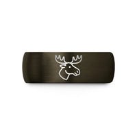 custom friend ring present – gunmetal & black tungsten moose wedding band