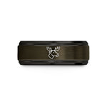 custom friend ring present – gunmetal & black tungsten moose wedding band