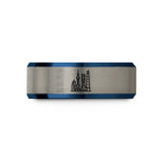 meaningful keepsakes for friends – blue & grey tungsten shanghai skyline wedding band