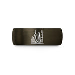 personalized presents for friends – gunmetal & blue tungsten shanghai skyline wedding band