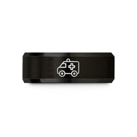personalized jewelry for women – black tungsten ambulance wedding band