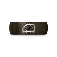 friendship rings for women – gunmetal & black tungsten ambulance wedding band