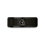 special presents for her – black & rose gold tungsten cat nuzzling wedding band