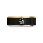 unique friendship presents women – black & gold tungsten epaulette tassels wedding band