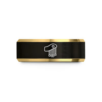 unique friendship presents women – black & gold tungsten epaulette tassels wedding band