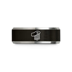 personalized jewelry for her – black & silver tungsten epaulette tassels wedding band