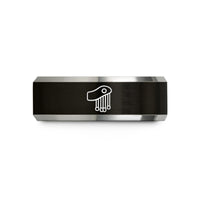 personalized jewelry for her – black & silver tungsten epaulette tassels wedding band