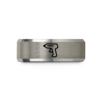 personalized present for friends – black & silver tungsten hot glue gun wedding band