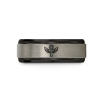 personalized rings for friends – black & silver tungsten key wings wedding band