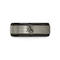 personalized presents for her – black & grey tungsten singer at microphone wedding band