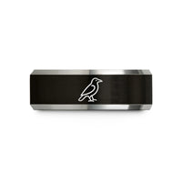 special presents for kids – black & silver tungsten raven silhouette wedding band