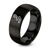 Gifts for Birthday for Girls – black tungsten route pin ring