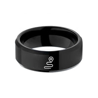 unique presents for girls – black tungsten route pin wedding band