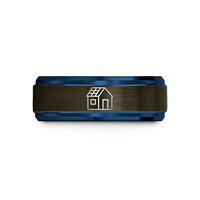 personalized birthday presents – gunmetal & blue tungsten solar roof house wedding band