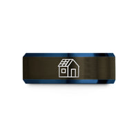 special presents for girls – gunmetal & blue tungsten solar roof house wedding band
