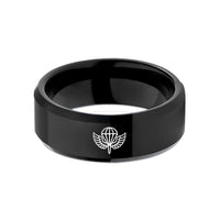 unique birthday rings – black tungsten airborne jump wings wedding band