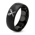 Crossed Whisks – Tungsten Wedding Band, 8 mm, Black Comfort-Fit Unisex