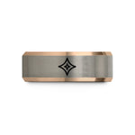 tungsten bands for couples – black & rose gold & gray tungsten sparkle line wedding band