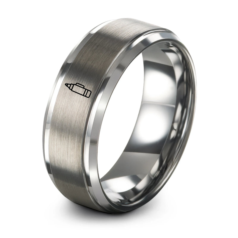 Fabric Marker – Tungsten Wedding Band, 8 mm, Gray Comfort-Fit Unisex