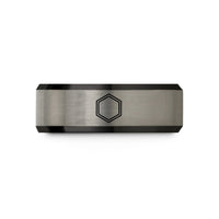 birthday ideas for boyfriend – black & blue & grey tungsten hexagon badge wedding band